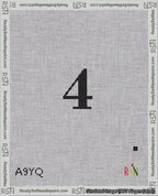 A taped needlepoint canvas with the design: Banner 18 mesh count Pointed 4 Black on White.