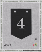 A taped needlepoint canvas with the design: Banner 18 mesh count Pointed 4 White on Black.
