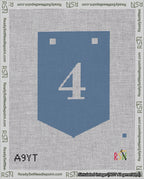 A taped needlepoint canvas with the design: Banner 18 mesh count Pointed 4 White on Blue.