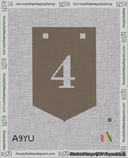 A taped needlepoint canvas with the design: Banner 18 mesh count Pointed 4 White on Brown.