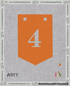 A taped needlepoint canvas with the design: Banner 18 mesh count Pointed 4 White on Orange.