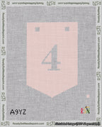 A taped needlepoint canvas with the design: Banner 18 mesh count Pointed 4 White on Pink.