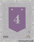 A taped needlepoint canvas with the design: Banner 18 mesh count Pointed 4 White on Purple.