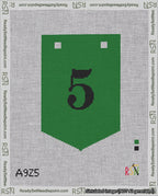 A taped needlepoint canvas with the design: Banner 18 mesh count Pointed 5 Black on Green.