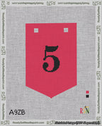 A taped needlepoint canvas with the design: Banner 18 mesh count Pointed 5 Black on Red.