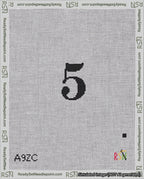 A taped needlepoint canvas with the design: Banner 18 mesh count Pointed 5 Black on White.