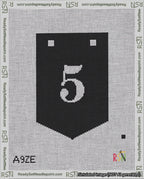 A taped needlepoint canvas with the design: Banner 18 mesh count Pointed 5 White on Black.