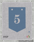A taped needlepoint canvas with the design: Banner 18 mesh count Pointed 5 White on Blue.