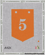 A taped needlepoint canvas with the design: Banner 18 mesh count Pointed 5 White on Orange.