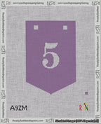 A taped needlepoint canvas with the design: Banner 18 mesh count Pointed 5 White on Purple.
