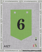 A taped needlepoint canvas with the design: Banner 18 mesh count Pointed 6 Black on Light Green.