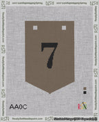 A taped needlepoint canvas with the design: Banner 18 mesh count Pointed 7 Black on Brown.