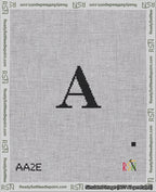 A taped needlepoint canvas with the design: Banner 18 mesh count Pointed A Black on White.
