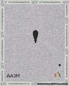 A taped needlepoint canvas with the design: Banner 18 mesh count Pointed Apostrophe Black on White.