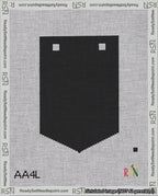 A taped needlepoint canvas with the design: Banner 18 mesh count Pointed Blank Black.
