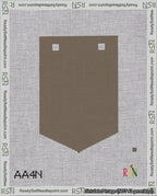 A taped needlepoint canvas with the design: Banner 18 mesh count Pointed Blank Brown.