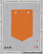 A taped needlepoint canvas with the design: Banner 18 mesh count Pointed Blank Orange.