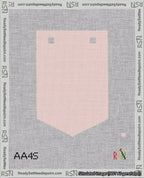A taped needlepoint canvas with the design: Banner 18 mesh count Pointed Blank Pink.