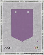 A taped needlepoint canvas with the design: Banner 18 mesh count Pointed Blank Purple.