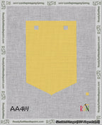 A taped needlepoint canvas with the design: Banner 18 mesh count Pointed Blank Yellow.