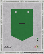 A taped needlepoint canvas with the design: Banner 18 mesh count Pointed Dash Black on Green.