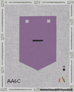 A taped needlepoint canvas with the design: Banner 18 mesh count Pointed Dash Black on Purple.