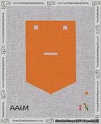 A taped needlepoint canvas with the design: Banner 18 mesh count Pointed Dash White on Orange.