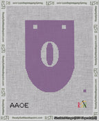 A taped needlepoint canvas with the design: Banner 18 mesh count Rounded 0 White on Purple.