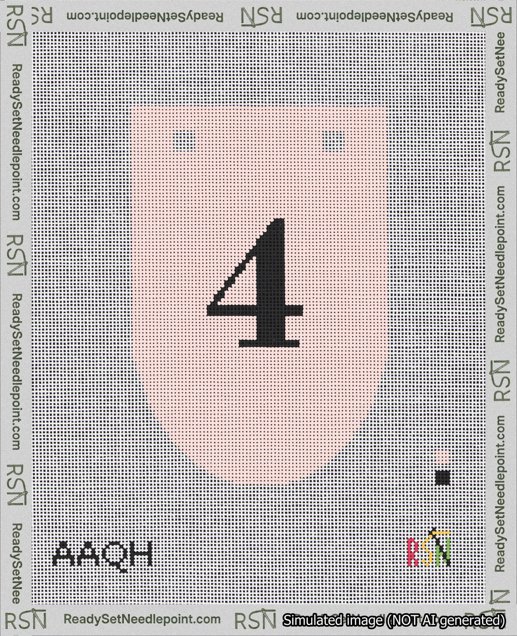 A taped needlepoint canvas with the design: Banner 18 mesh count Rounded 4 Black on Pink.