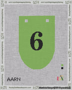 A taped needlepoint canvas with the design: Banner 18 mesh count Rounded 6 Black on Light Green.