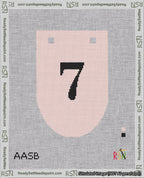 A taped needlepoint canvas with the design: Banner 18 mesh count Rounded 7 Black on Pink.