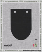 A taped needlepoint canvas with the design: Banner 18 mesh count Rounded Blank Black.