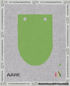 A taped needlepoint canvas with the design: Banner 18 mesh count Rounded Blank Light Green.