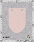A taped needlepoint canvas with the design: Banner 18 mesh count Rounded Blank Pink.