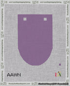 A taped needlepoint canvas with the design: Banner 18 mesh count Rounded Blank Purple.