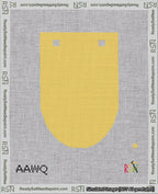 A taped needlepoint canvas with the design: Banner 18 mesh count Rounded Blank Yellow.