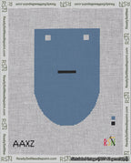 A taped needlepoint canvas with the design: Banner 18 mesh count Rounded Dash Black on Blue.