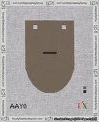 A taped needlepoint canvas with the design: Banner 18 mesh count Rounded Dash Black on Brown.