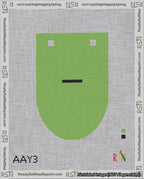 A taped needlepoint canvas with the design: Banner 18 mesh count Rounded Dash Black on Light Green.