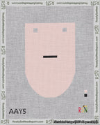 A taped needlepoint canvas with the design: Banner 18 mesh count Rounded Dash Black on Pink.