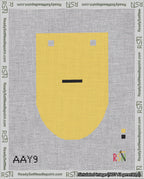 A taped needlepoint canvas with the design: Banner 18 mesh count Rounded Dash Black on Yellow.