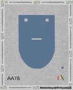 A taped needlepoint canvas with the design: Banner 18 mesh count Rounded Dash White on Blue.