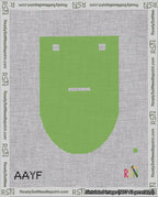 A taped needlepoint canvas with the design: Banner 18 mesh count Rounded Dash White on Light Green.