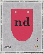 A taped needlepoint canvas with the design: Banner 18 mesh count Rounded nd Black on Red.