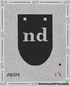 A taped needlepoint canvas with the design: Banner 18 mesh count Rounded nd White on Black.
