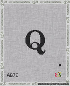 A taped needlepoint canvas with the design: Banner 18 mesh count Rounded Q Black on White.