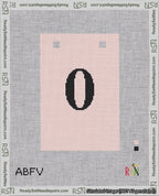 A taped needlepoint canvas with the design: Banner 18 mesh count Squared 0 Black on Pink.