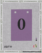 A taped needlepoint canvas with the design: Banner 18 mesh count Squared 0 Black on Purple.