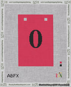 A taped needlepoint canvas with the design: Banner 18 mesh count Squared 0 Black on Red.
