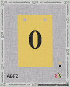 A taped needlepoint canvas with the design: Banner 18 mesh count Squared 0 Black on Yellow.